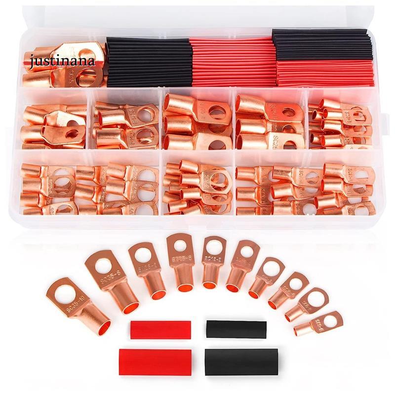 130 Chiếc Dây Đồng Lugs Được Sử Dụng Trên Cáp AWG12 10 8 6 4 2, Bộ Thu Nhiệt, Đầu Nối Vòng