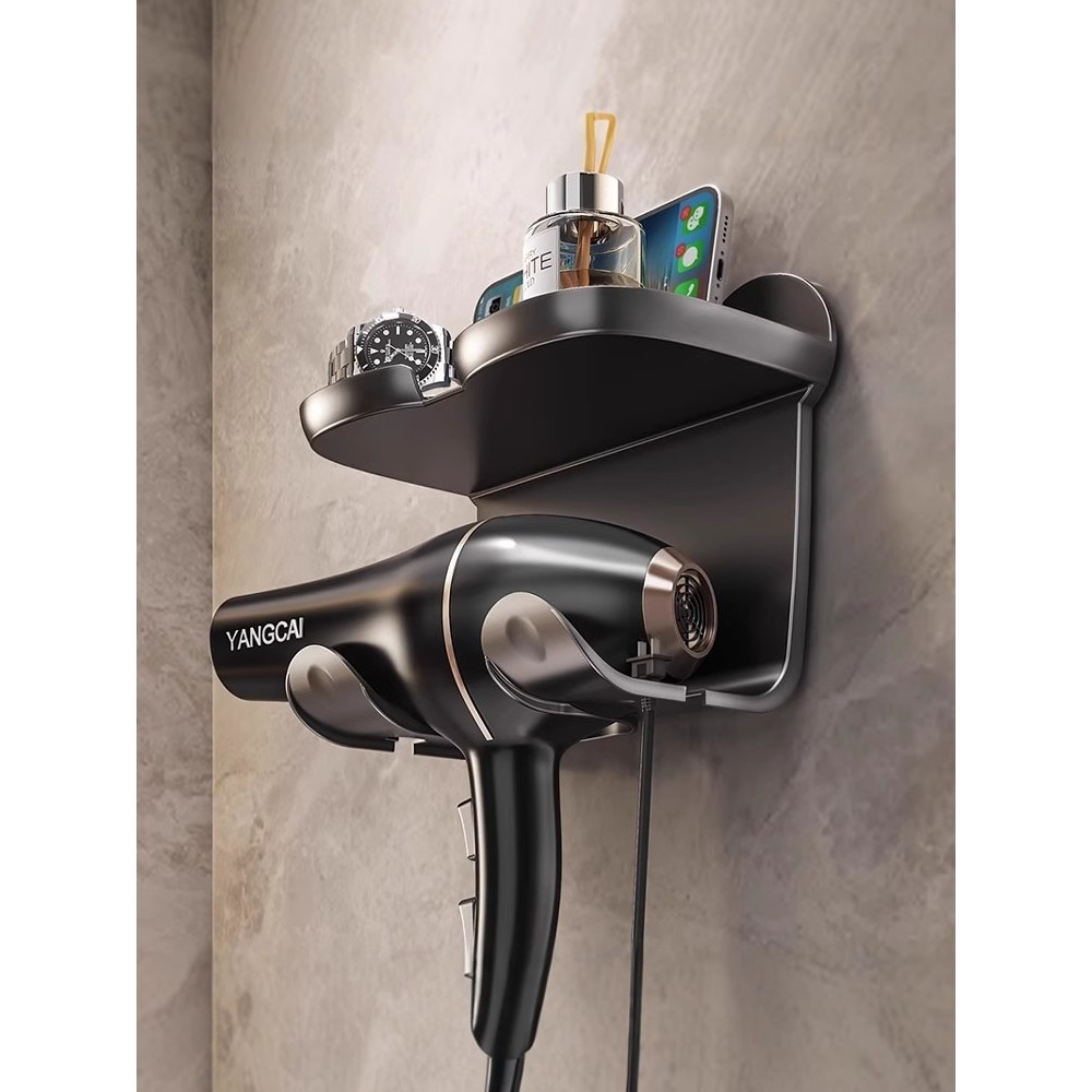 Giá đỡ máy sấy tóc Giá đỡ máy sấy tóc treo tường hai lớp Giá treo máy sấy tóc nhà vệ sinh không đục 