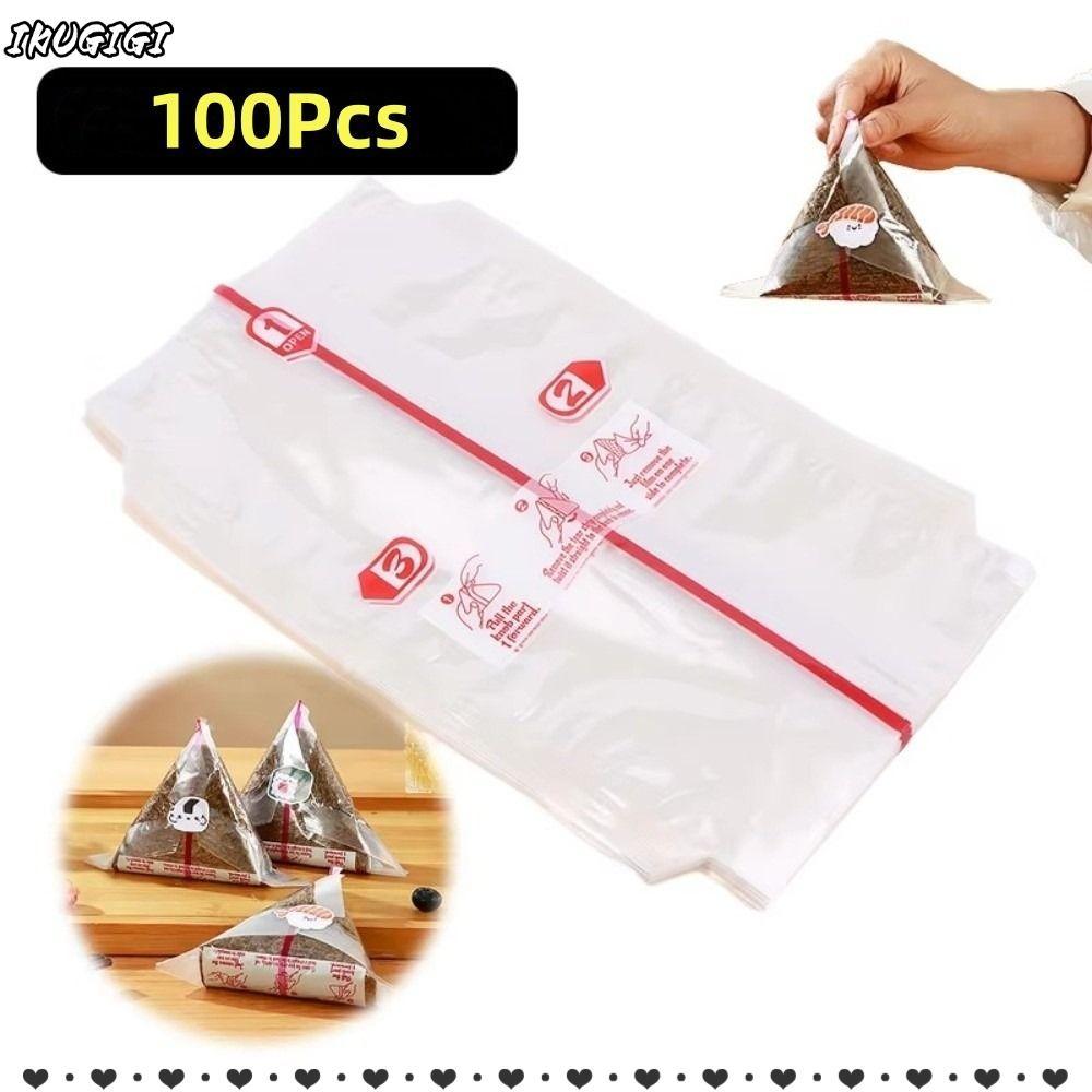 IKUGI 100 Chiếc Túi Sushi Onigiri, Nori Nori Rong Biển Onigiri Tam Giác Cơm Túi Đóng Gói, PP Túi Nhự