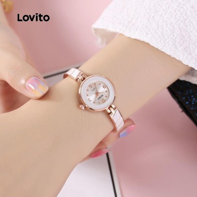 Đồng hồ quartz Lovito thanh lịch dây gốm phong cách đơn giản thời trang cho nữ LFA86204