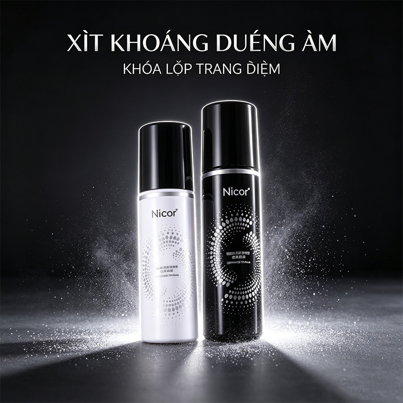 Xịt Khoá Makeup Nicor– Cố Định Lớp Trang Điểm Suốt Cả Ngày, Kiềm Dầu, Chống Nước, Dưỡng Da Mịn Màng