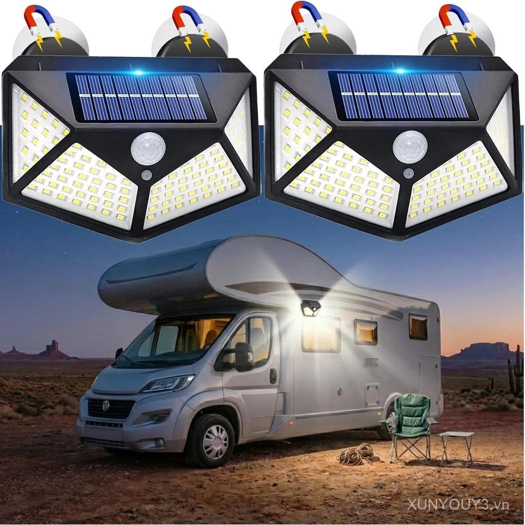 2 Pack Magnetic RV Solar Light, Motion Sensor Porch and Awning Lights, Solar Charged, RV Accessories