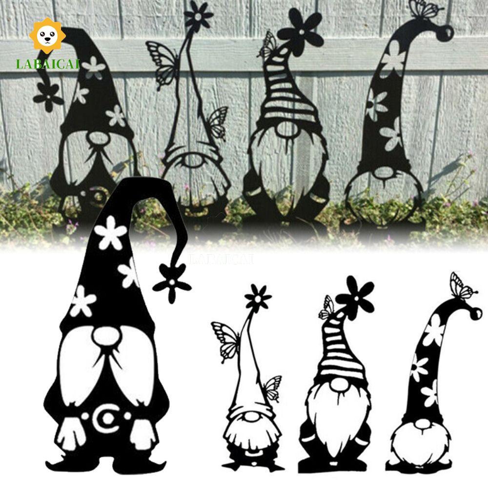 LAABAICAI Gnome Sign, 2D Acrylic Garden Gnomes Stake, Gnome Silhouette Hollow Out Nhánh chống nước G