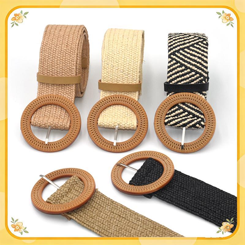 (COD) Thắt lưng thun nữ mùa hè tròn Bule Vintage Boho Rơm dệt thắt lưng thắt lưng