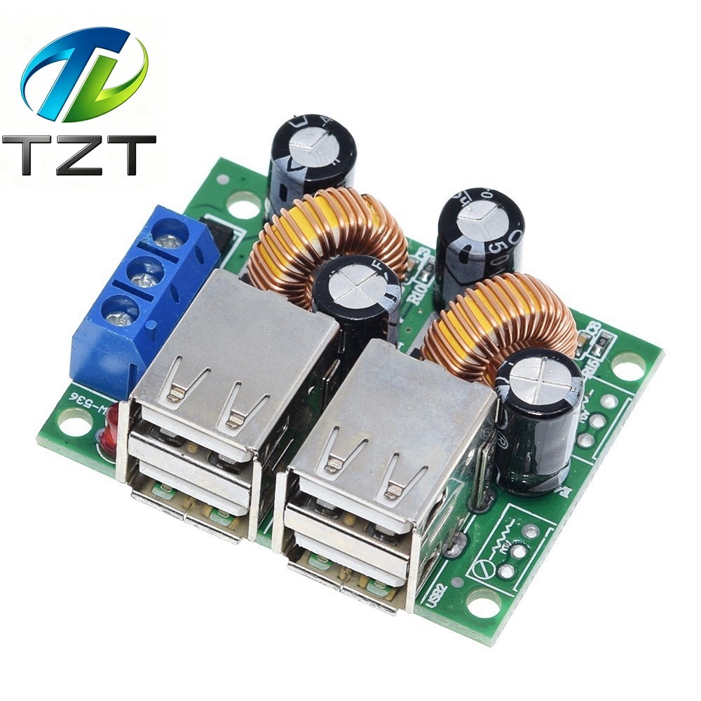 4 Bốn Cổng USB A5268 Bước Xuống Nguồn Điện Chuyển Đổi Ban Mô Đun DC 12V 24V 40V Sang 5V 5A Cho Điện 