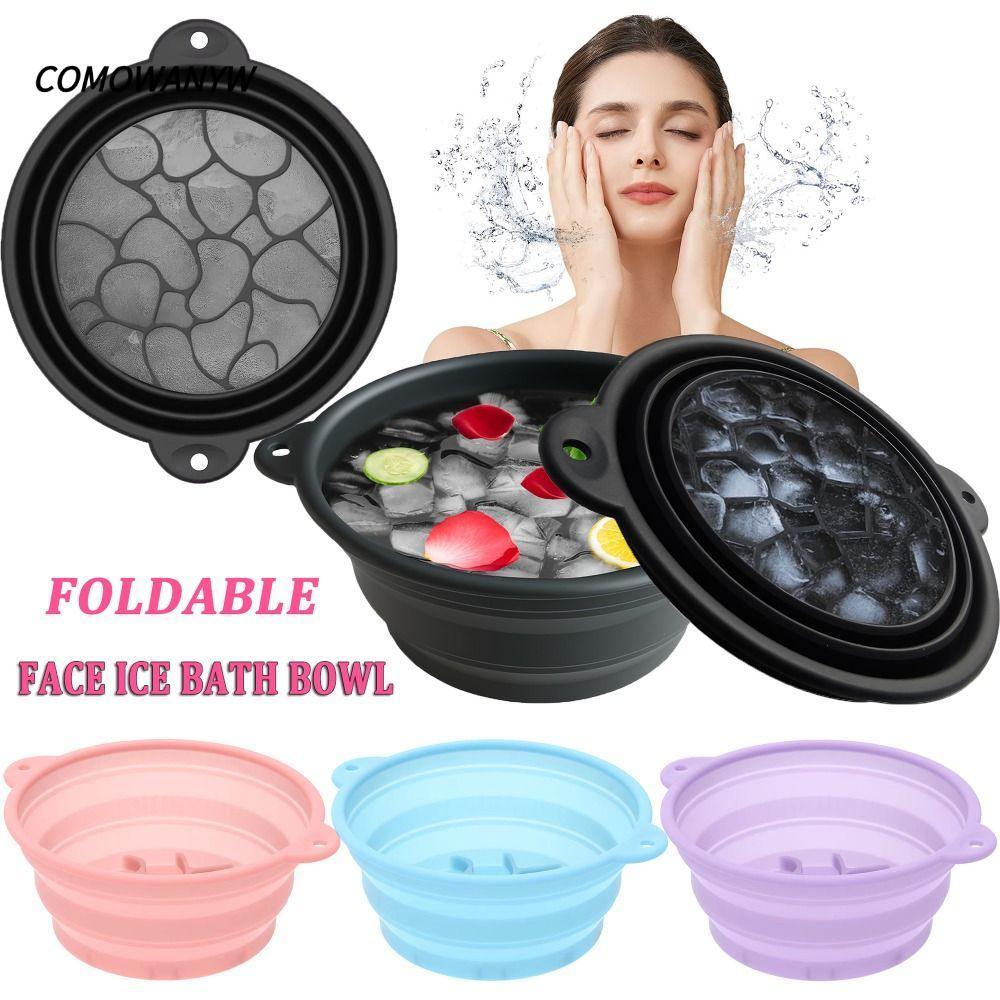 COMOWANYW Ice Bath Chậu rửa mặt, Khay đá tích hợp Silicone Face Ice Bath Bowl, Chậu rửa chăm sóc da 