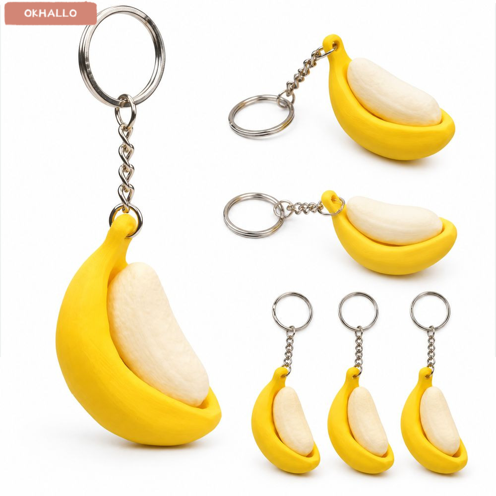 OKHALLO Chuối Clicker Đồ Chơi, In Hình Chuối Móc Khóa, Nút Clickable Fidget Clicker Bàn Fidget Click