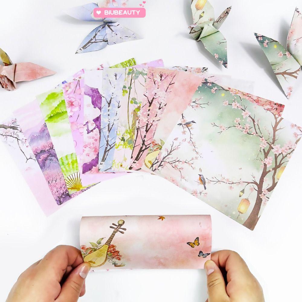 BIUBEAUTY 60 tờ Giấy Origami, Giấy thủ công hoa anh đào phong cách Trung Quốc, Phong cảnh truyền thố