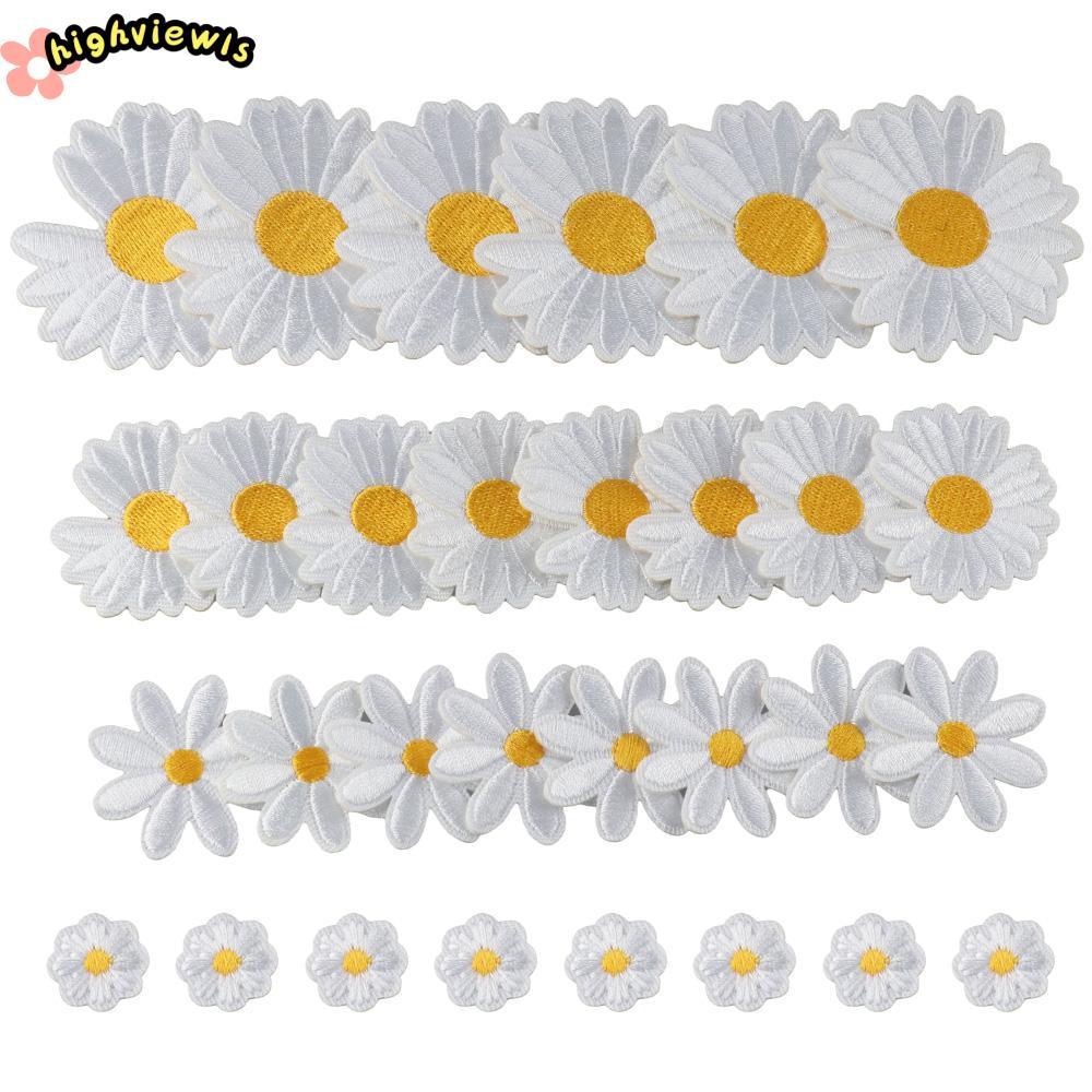 HIGHVIEWLS Daisy Flower Patch, White Iron on, Clothing Patches Áo thun