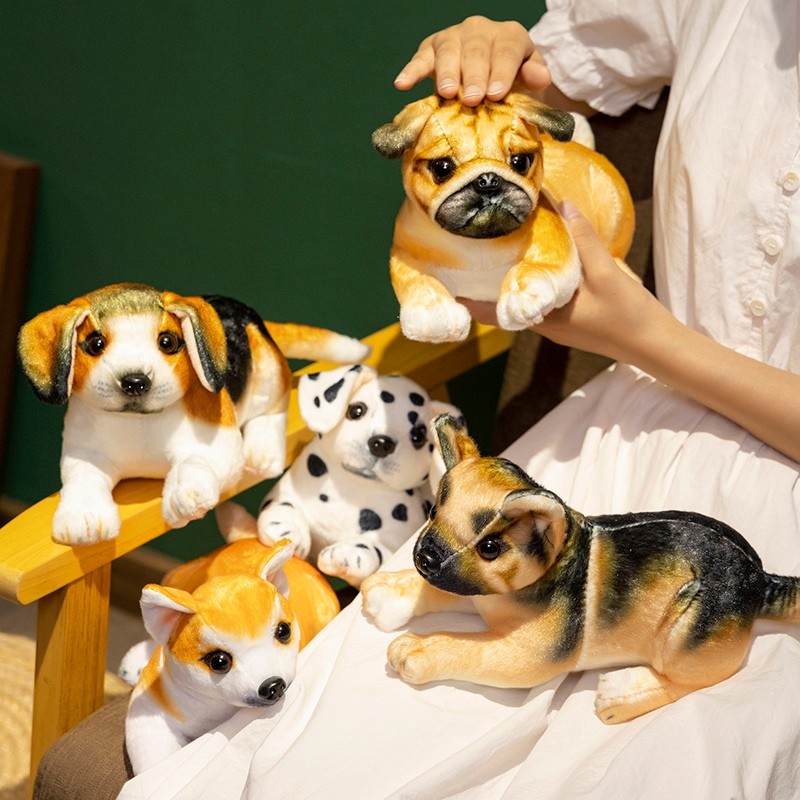 Mô phỏng Husky Akita Inu Búp bê chó đốm Đồ chơi sang trọng Chó con màu nâu dễ thương Shiba Inu Búp b