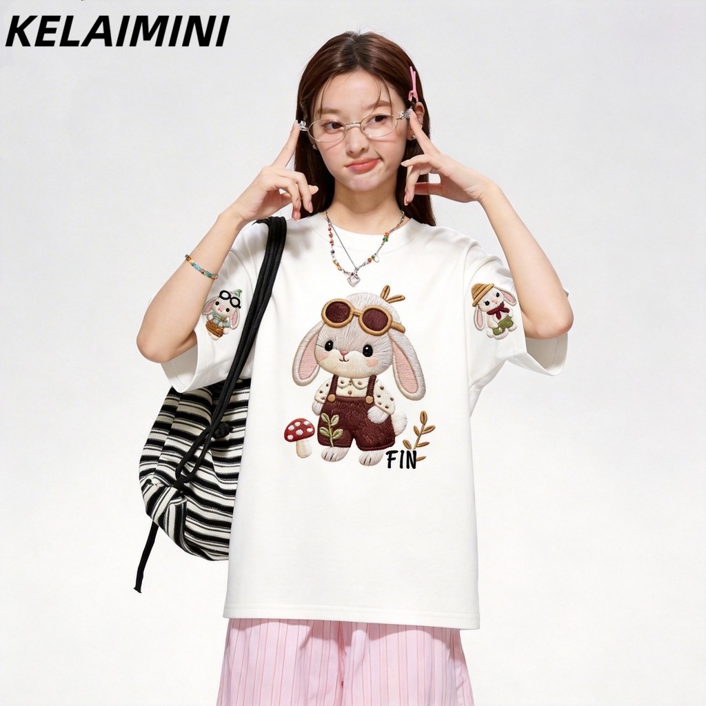 COD✅ (Hồ Chí Minh) Áo thun phong cách Hàn Quốc, rộng rãi và thời thượng Không co rút, in hoa thời trang Hàn Quốc