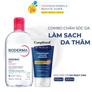   COMBO  Nước Tẩy Trang BIODERMA 500ml + Sữa Rửa Mặt COMPLIMENT - Vie Beaute SGN 