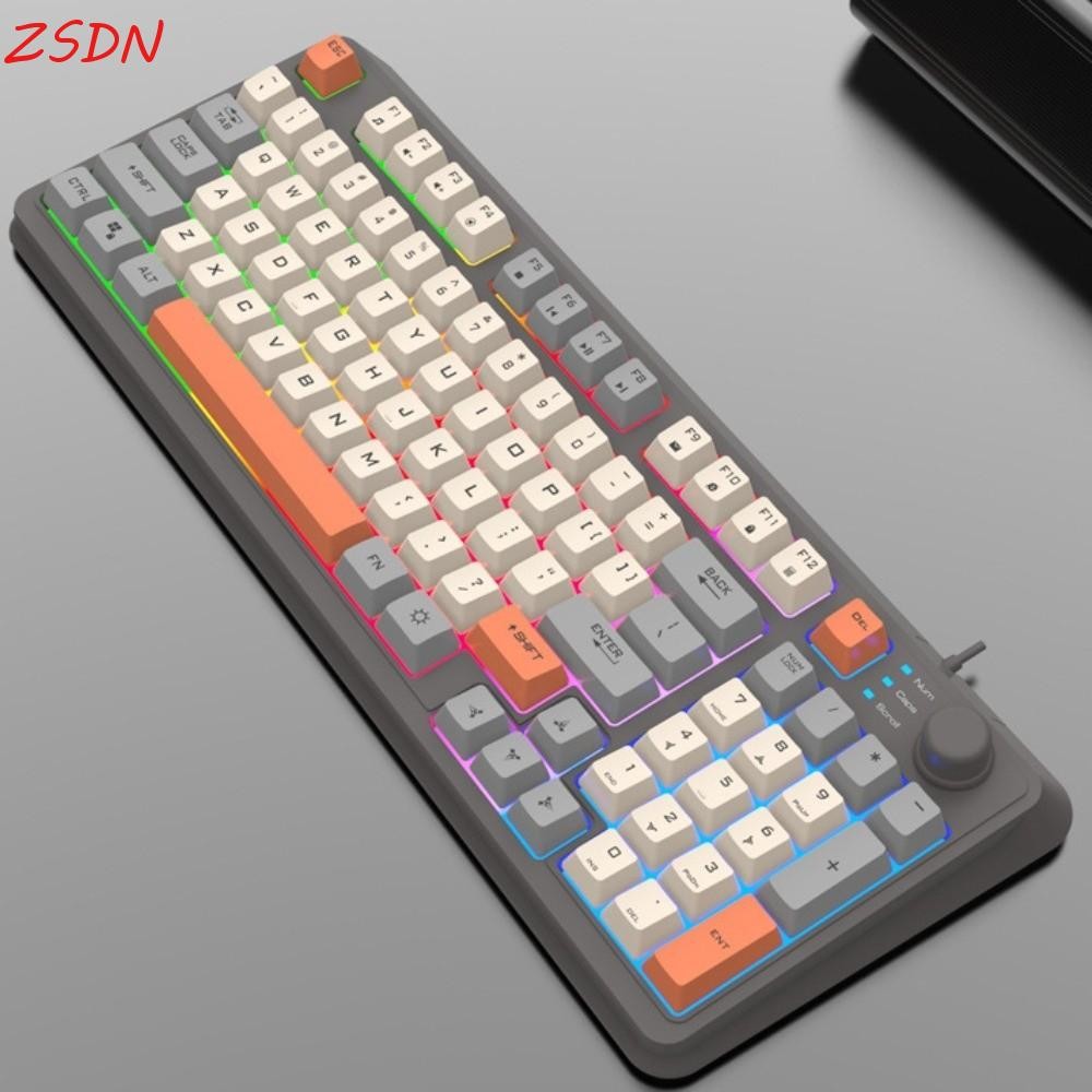 Bàn phím đèn RGB có dây ZSDN, Núm điều chỉnh âm lượng độc lập 94 phím Bàn phím RGB, Thiết kế màu hỗn