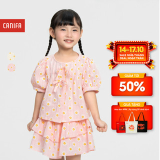 Áo kiểu bé gái CANIFA cộc tay dáng babydoll hoa nhí 1TO25S002