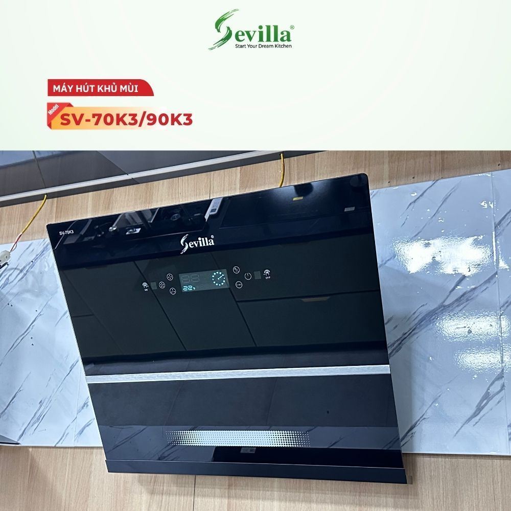Máy hút mùi SEVILLA 70K3, Động Cơ Đồng, Cánh Thép, Bảo hành 2 năm, SV 70K3 Mới nhất Sevilla