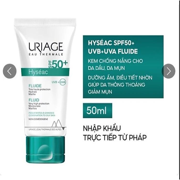 Ảnh 2 của Kem chống nắng Uriage Hyseac SPF 50+ Fluide kết cấu mỏng nhẹ, kiểm soát nhờn, cho da dầu mụn 50ml