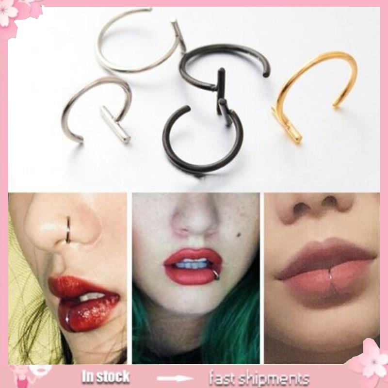 YOI 5 Chiếc Giả Xuyên Đinh Bộ Tai Môi Mũi Nhẫn Giả Màng Giả Kẹp Với Đục Lỗ Môi Vòng Trang Sức Cơ Thể