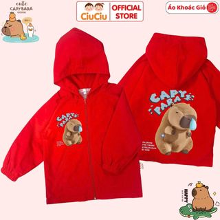 Áo Khoác Gió Hình Capybara Cho Bé Trai Bé Gái CIUCIU Áo Gió 2 Lớp Cho Bé Chống Nước Chống Gió