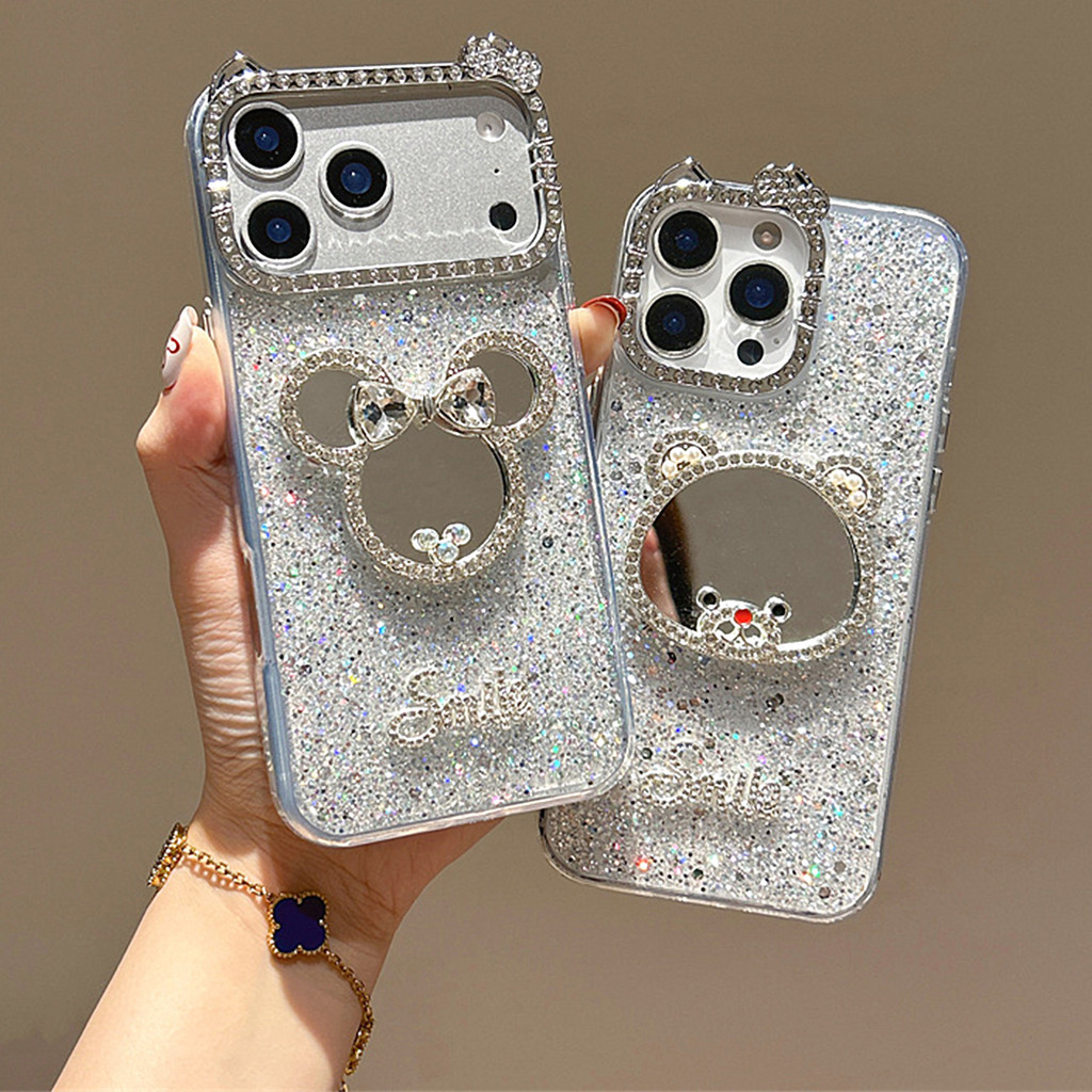 Ốp Điện Thoại Kẻ Sọc Kim Cương Miky Bear Cho IPhone 17 Pro Max 17Air 16ProMax 16 15 14 13 Pro Max Ốp