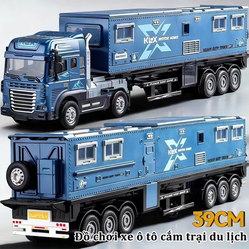 Đồ chơi xe ô tô cắm trại du lịch, có nhạc và đèn, kích thước rất lớn 39 cm, Chất Hợp Kim Bền Bỉ Quà Tặng Bé Trai/Gái