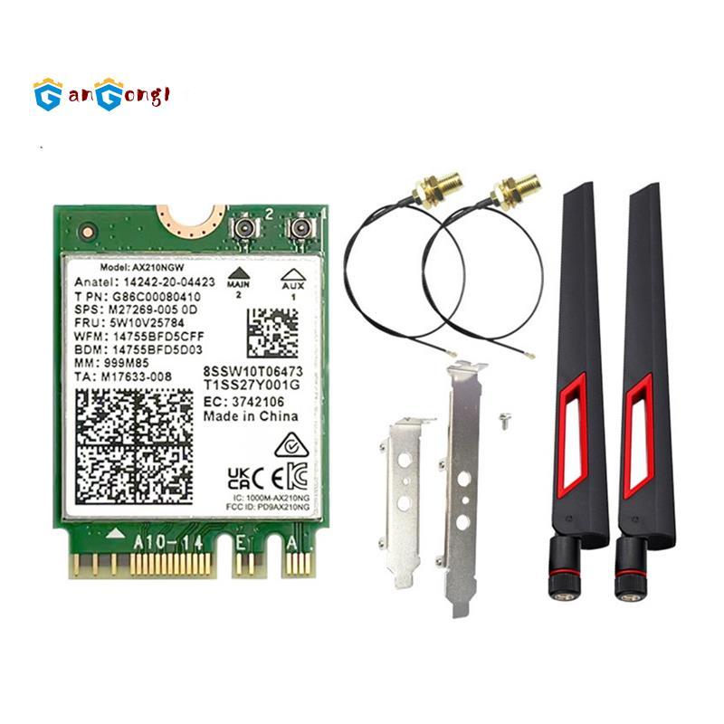 Thẻ AX210NGW 6E + Ăng-ten 10DBi 2.4G / 5G / 6Ghz Tri-Band 5.3 Adapter 5374Mbps Laptop Card mạng khôn