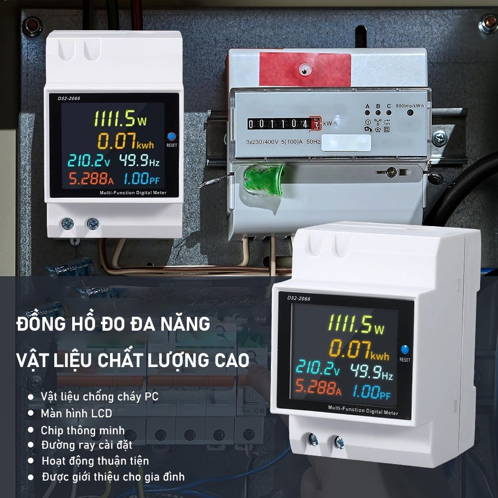 Đồng hồ đo điện áp D52-2066 6 trong 1 đa năng 110V 220V 380V 100A