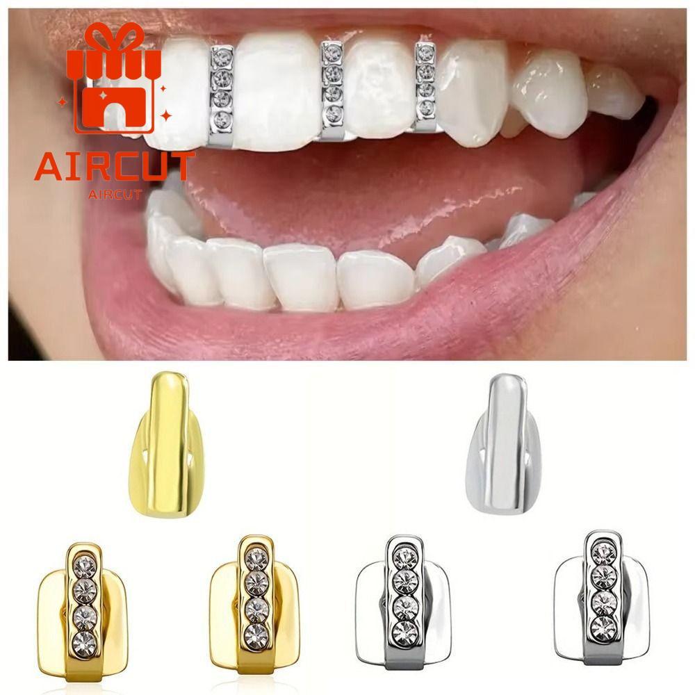 YANGMING 3 Cái Grillz, Rỗng Sáng Bóng Hip Hop Răng Grillz, Kim Cương Giả Răng Mũ Cosplay Đảng