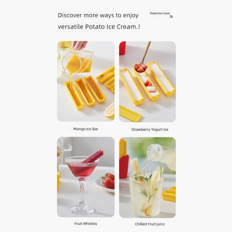 Kiss French Fry Box Style Ice Molds Set với 6 Khay làm đá dài Ice Stick Maker cho Cocktails Juice Ch