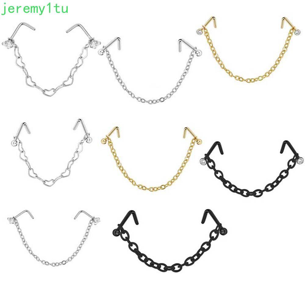 JEREMY Mũi Xuyên Nhẫn Punk Hip Hop Tình Yêu Trái Tim Dây Chuyền Kim Cương Giả Nostril Bóng Septum Nh
