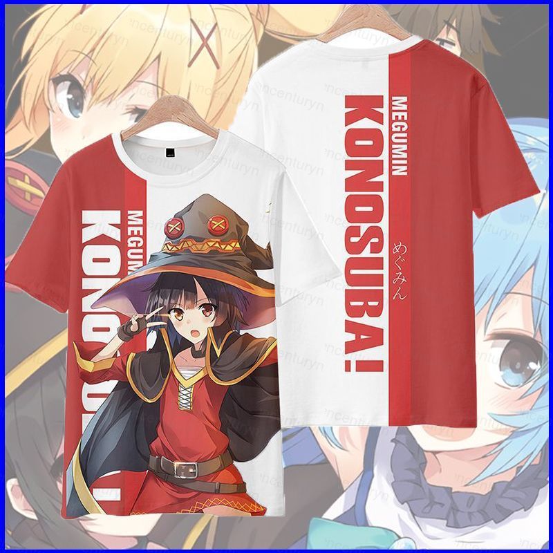 GN KonoSuba Thần Phước Lành Trên Thế Giới Tuyệt Vời Megumin Aqua Kazuma Satou Cosplay Vải 3D Áo Thun