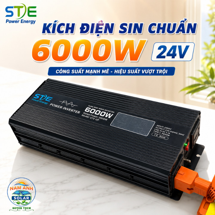 Bộ chuyển đổi điện sin chuẩn STE GP 6000W 24V sóng sin chuẩn Soyer Tech.Inverter 6000W 24V lên 220V