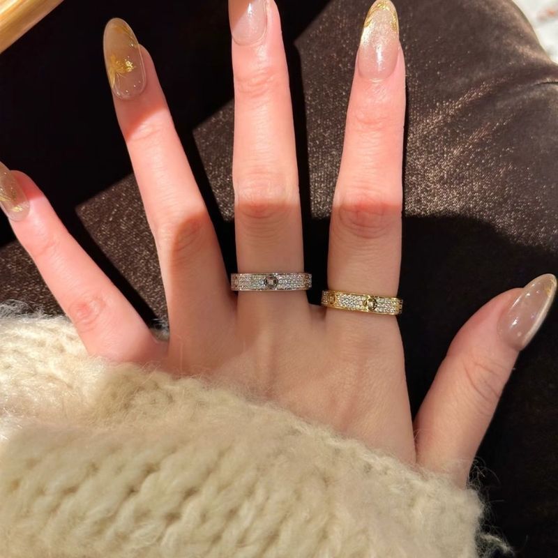 Pháp Retro Nữ Hoàng Nhẫn Ruby Đỏ Corundum Nhẫn Ánh Sáng Sang Trọng Full Kim Cương Thạch Cao Đồng Vàn