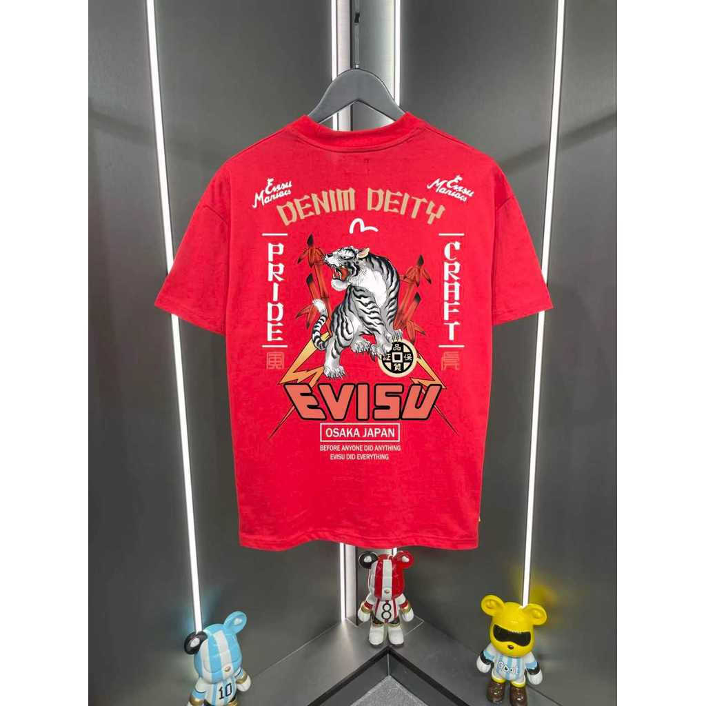 Áo thun Evisu / Áo thun Evisu in hình ngắn tay nam nữ Áo thun công sở Áo thun ngắn tay cổ tròn