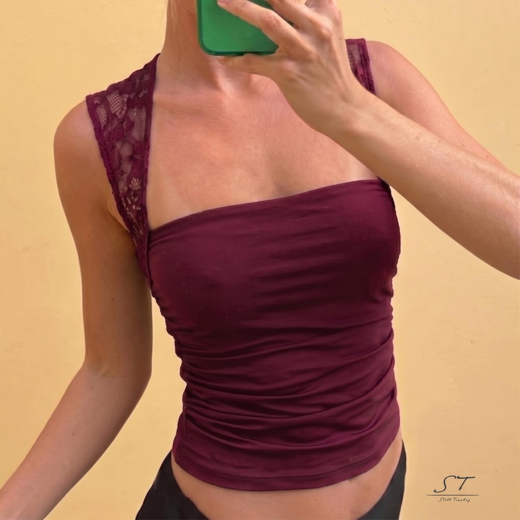 CY03-Áo thun nữ mùa hè ren lưng mỏng vừa vặn đi chơi Vest