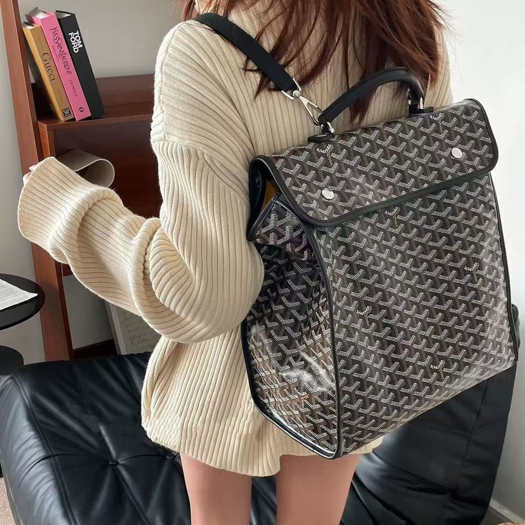 Goyard Goyard Chó In Răng Ba Lô Vuông Ba Lô Phong Cách Retro Xếp Chồng Túi Máy Tính Nam Nữ Đi Học Di