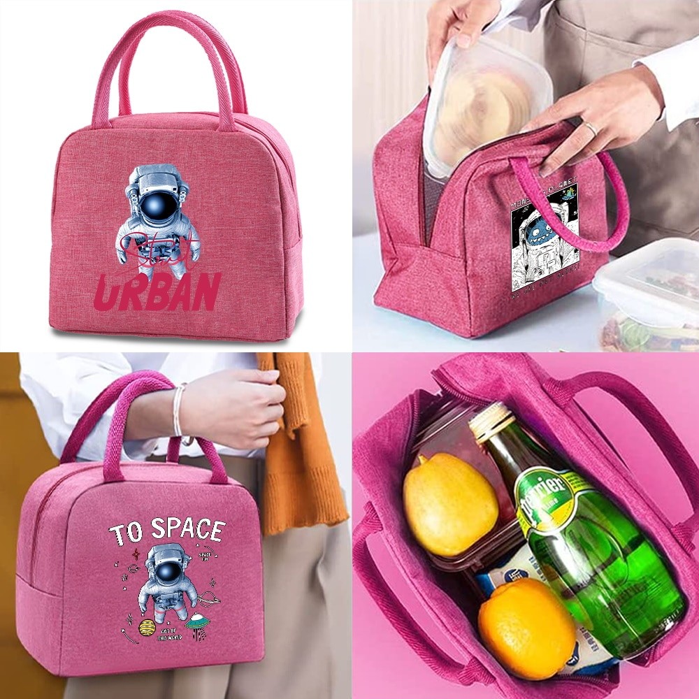 Lunch Bag 2024 Women Lunch Box Kids Thermal Arrangement Lunch Bag Astronaut Bag Fabric Insulation Ca