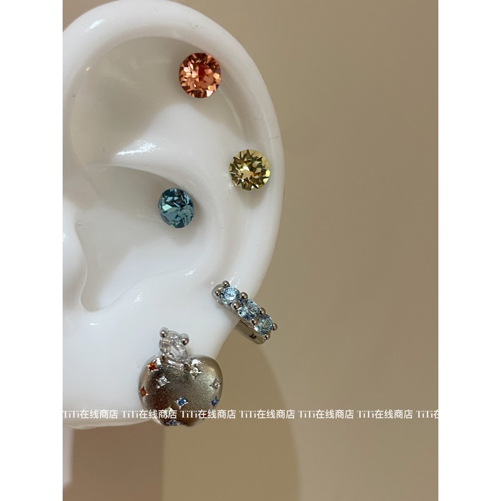 TiTi Niche Retro Brushed Apple Cool Sense Design Sense Dopamine Summer Ear Studs Phong cách mới Sản 
