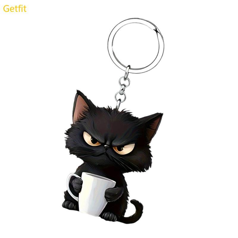 GETF Joyful Cats Design Mặt dây chuyền móc khóa Acrylic 2D để giảm căng thẳng trên túi chìa khóa và 