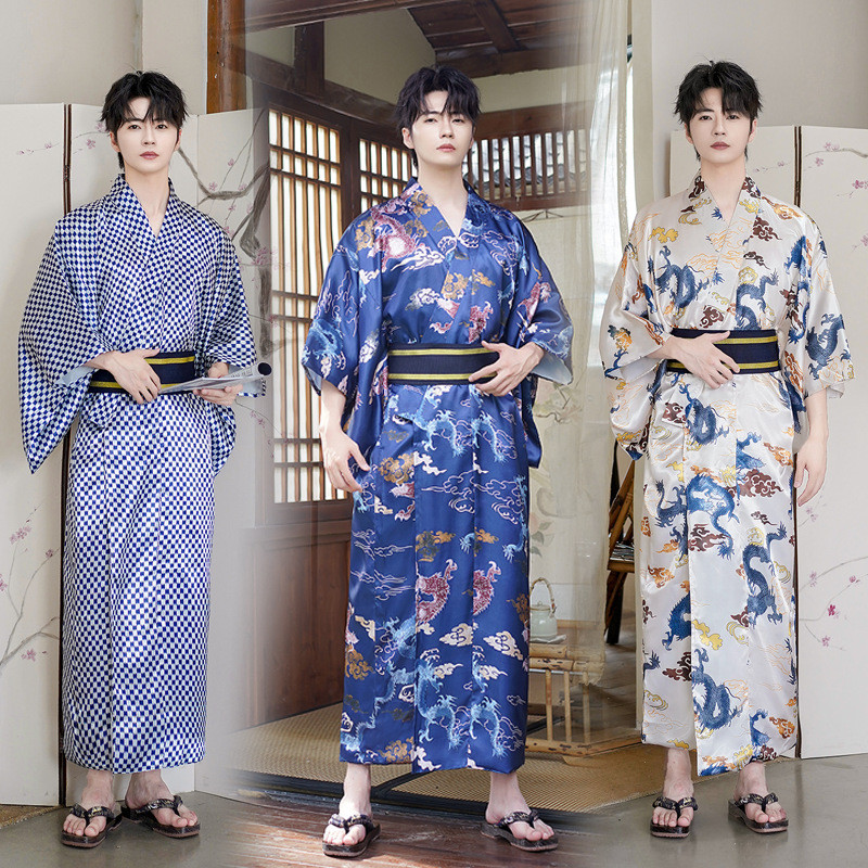 Váy kimono nam truyền thống Nhật Bản Váy samurai Nhật Bản và áo choàng yukata loungewear nhiều màu