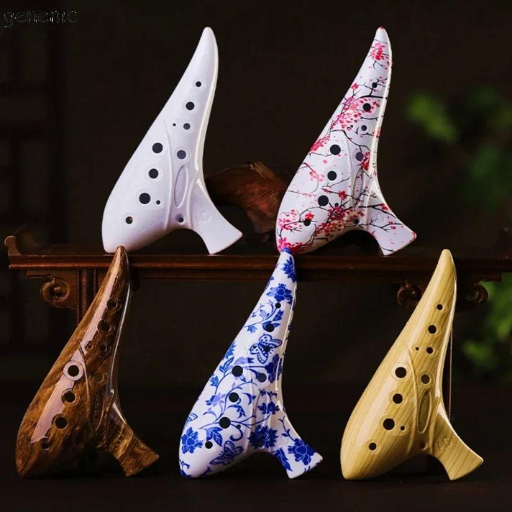 Nhạc cụ Ocarina GENENIC, Tay cầm thoải mái cỡ nhỏ 12 lỗ Ocarina, Chất lượng chuyên nghiệp di động Al