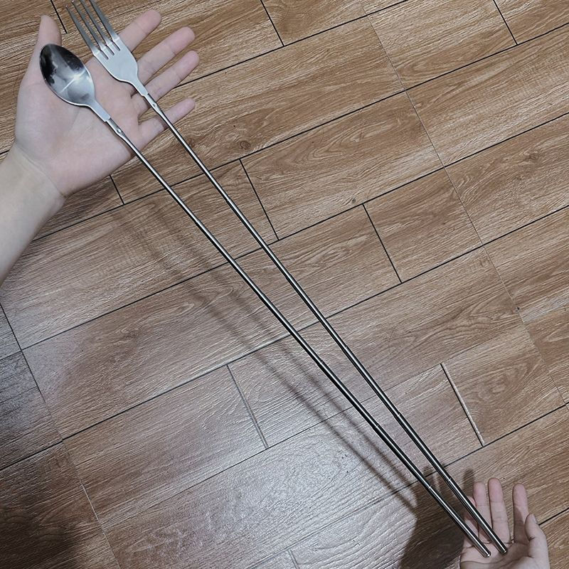 New Product#Creative retractable cutlery set, stainless steel fork and spoon, extra-long Telescopic 