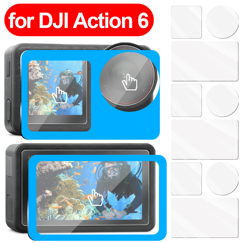 1-2 Bộ Dành Cho DJI Osmo Action 6 5 Pro 4 3 HD Kính Camera Màn Hình LCD Bảo Vệ Cho DJI Osmo Action6 