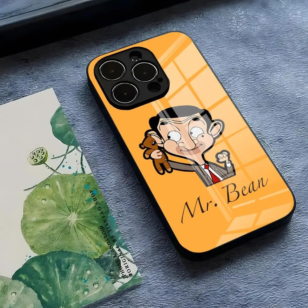 BK-1 -Mr Bean Phim Hoạt Hình Ốp Lưng Điện Thoại IPhone 17 16 15 14 Pro 11 13 12 Mini Glass Thiết Kế 