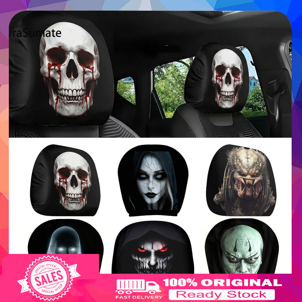 < rasumate > Vỏ tựa đầu xe tải Van, Vỏ tựa đầu ô tô Halloween, Trang trí theo chủ đề kinh dị, Tay áo