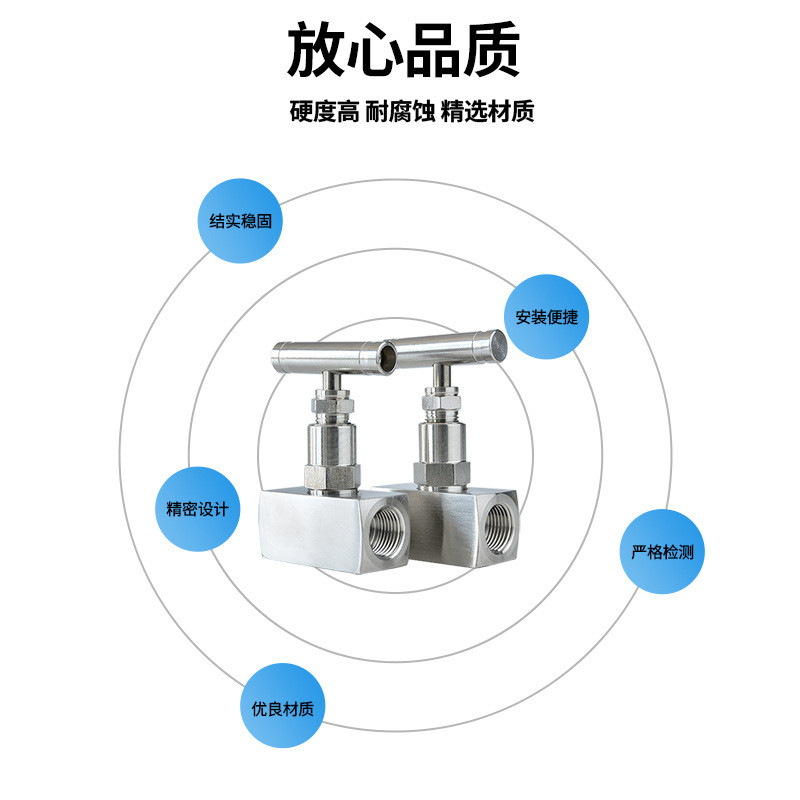 J13W-160P Đồng hồ đo áp suất ren bên trong Van kim Van kiểm tra quý DN15 DN20 NPT