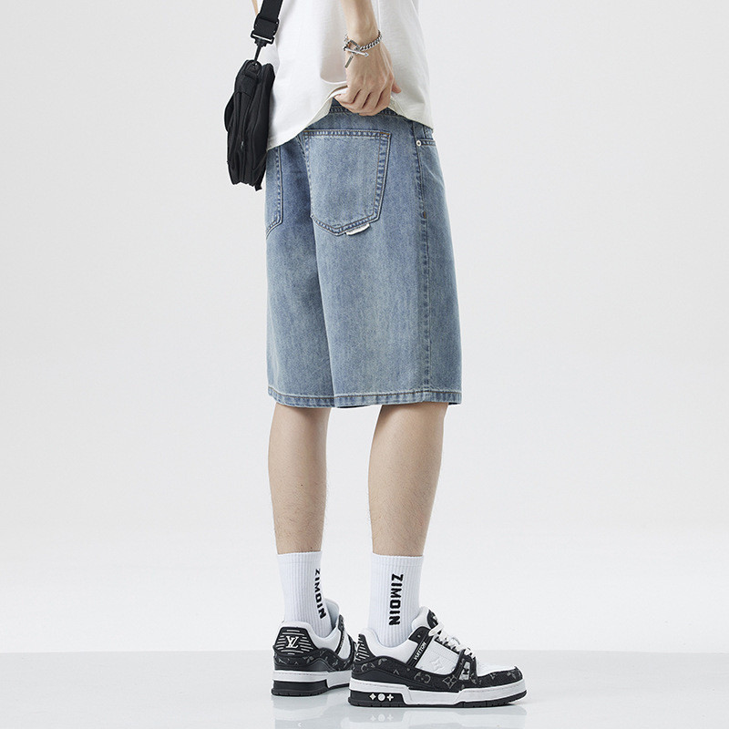 Tencel Denim Quần Short Nam Mùa Hè Quần Short Tencel Lyocell Rời Phù Hợp Với Phong Cách Mỏng Hợp Thờ