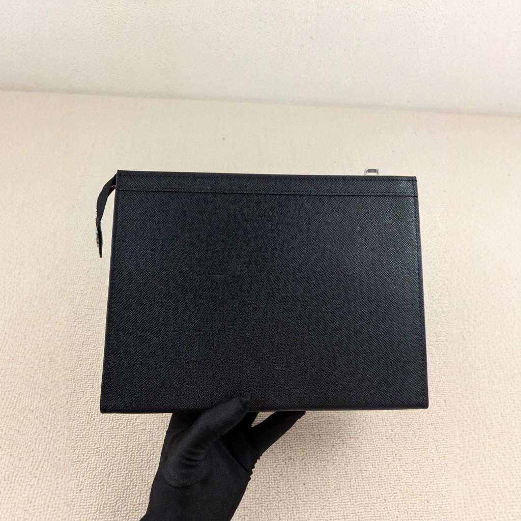 Men's clutch bag, trendy new casual genuine leather cross-pattern classic