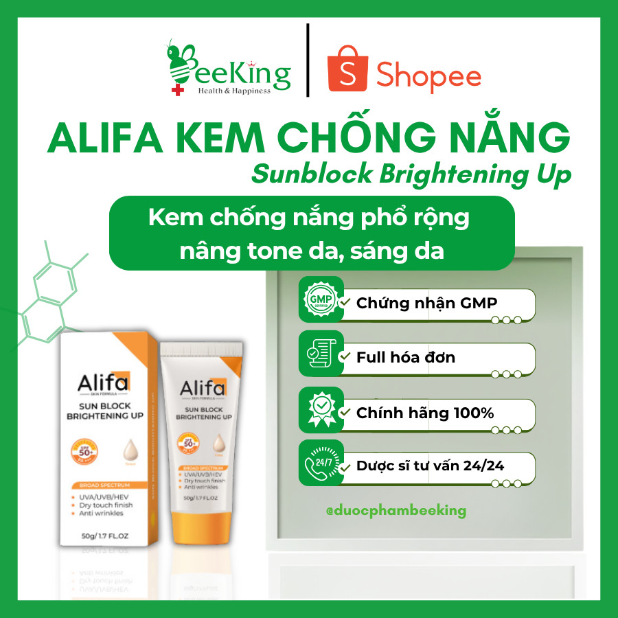 Kem chống nắng ALIFA SUNBLOCK BRIGHTENING UP phổ rộng, nâng tone da - Tube 50g