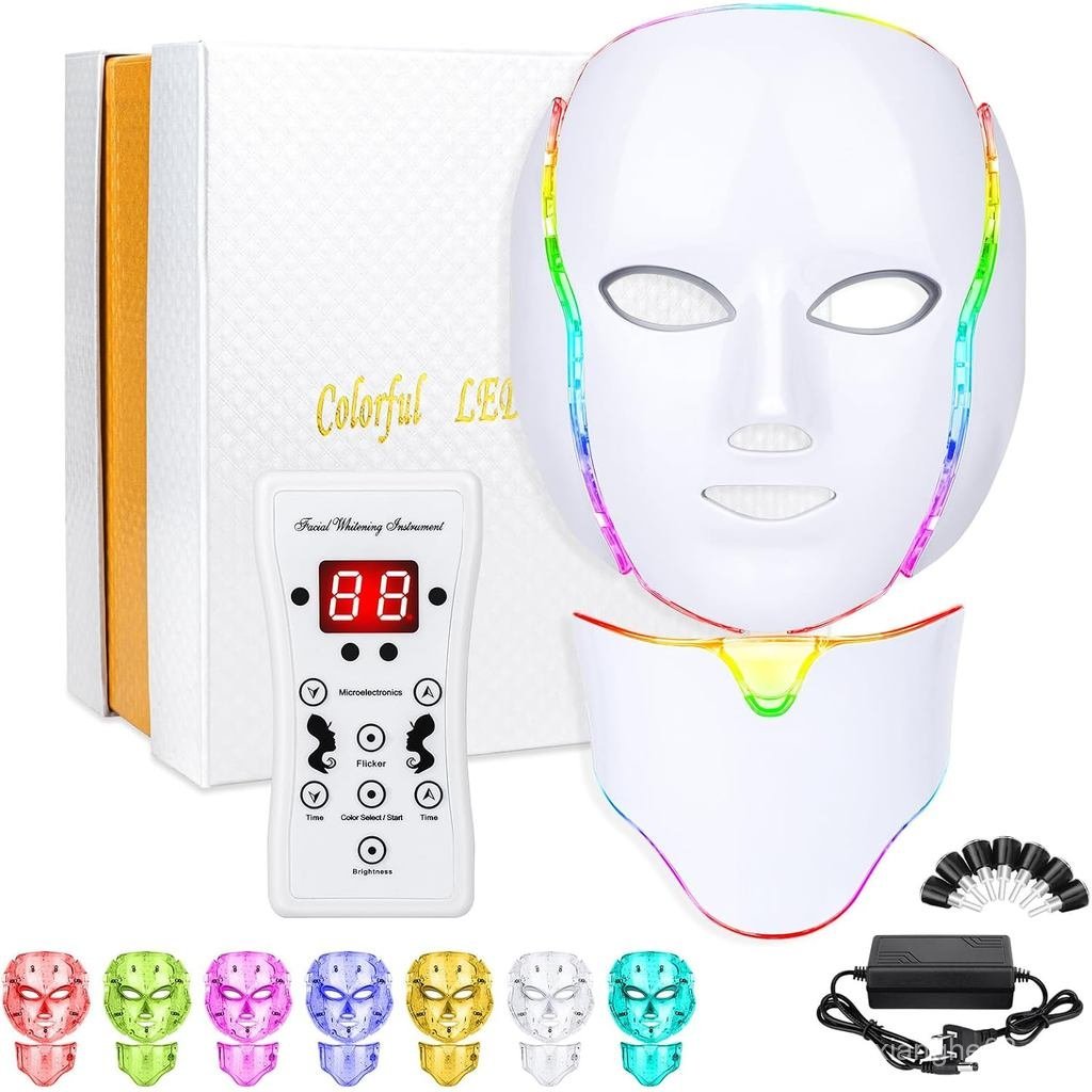 LED Face Mask (model FM-01), 7 màu LED Face Mask Light Theràpy, Chăm sóc da Mask cho mặt và cổ cả th