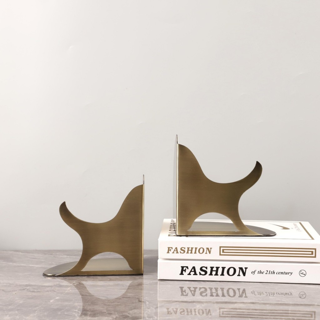 NK9O Modern minimalist geometric metal bookends and book supports, artistic decorative ornaments for